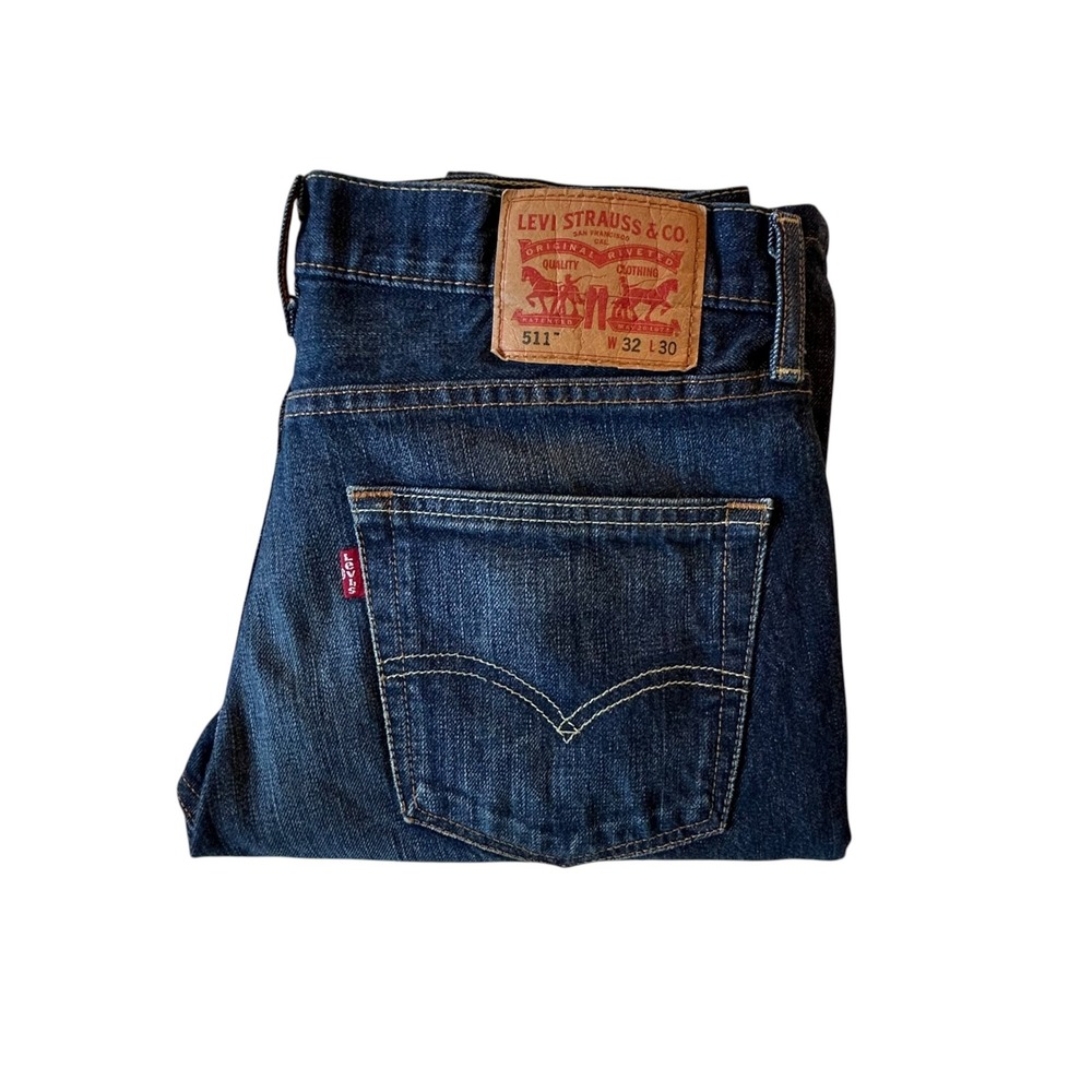 Levis 511 Slim Fit Jeans Mens 32x30 Dark Wash Indigo Blue Denim 100% Cotton